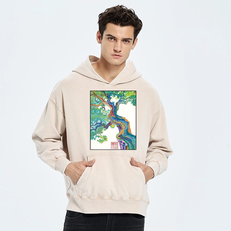 Tokyo-Tiger Colorful Magic Tree Washed Hoodie