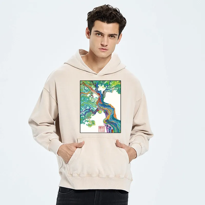 Tokyo-Tiger Colorful Magic Tree Washed Hoodie
