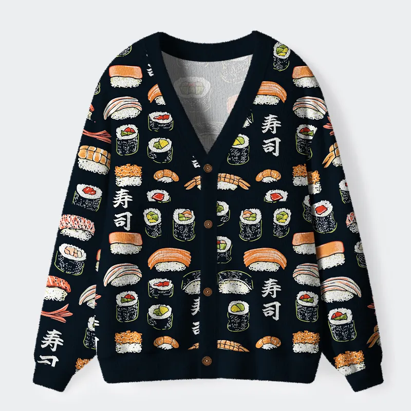 Tokyo-Tiger Delicious Sushi Ugly Cardigan Sweater