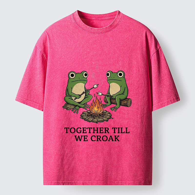 Tokyo-Tiger Camping Frog Friends Funny Meme Washed T-Shirt