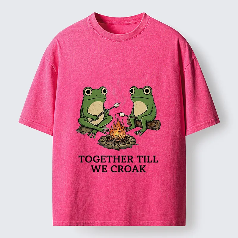 Tokyo-Tiger Camping Frog Friends Funny Meme Washed T-Shirt