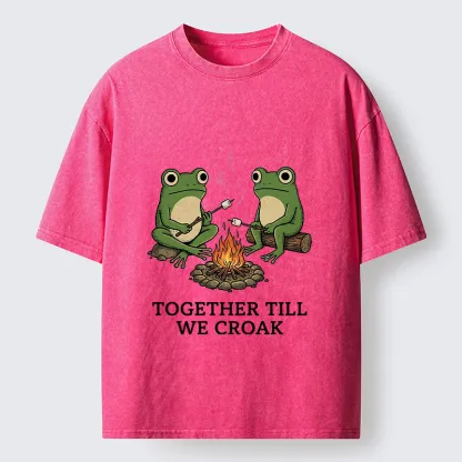Tokyo-Tiger Camping Frog Friends Funny Meme Washed T-Shirt