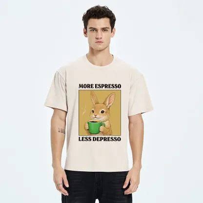 Tokyo-Tiger Rabbit Drink More Coffee Washed T-Shirt