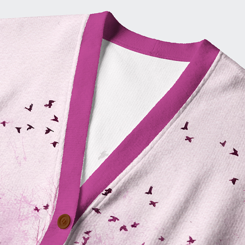 Tokyo-Tiger Echoes Of A Rose-Tinted Dawn Ugly Cardigan Sweater