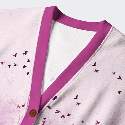 Tokyo-Tiger Echoes Of A Rose-Tinted Dawn Ugly Cardigan Sweater