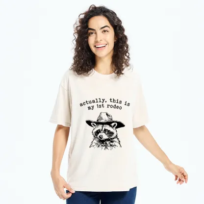 Tokyo-Tiger Cowboy Raccoon First Rodeo Meme Washed T-Shirt