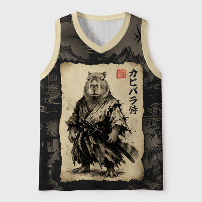 Tokyo-Tiger Calm Blade Capybara Samurai Mesh Tank Top