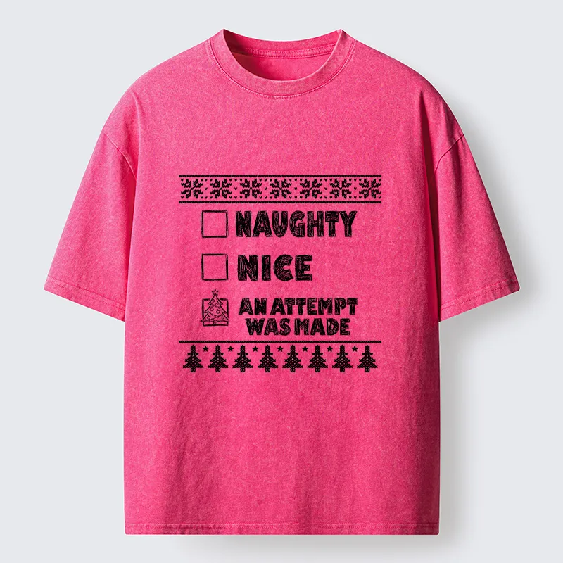 Tokyo-Tiger Santa Checklist Funny Meme Washed T-Shirt