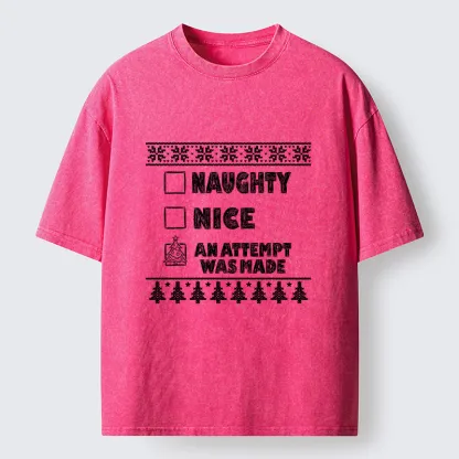 Tokyo-Tiger Santa Checklist Funny Meme Washed T-Shirt