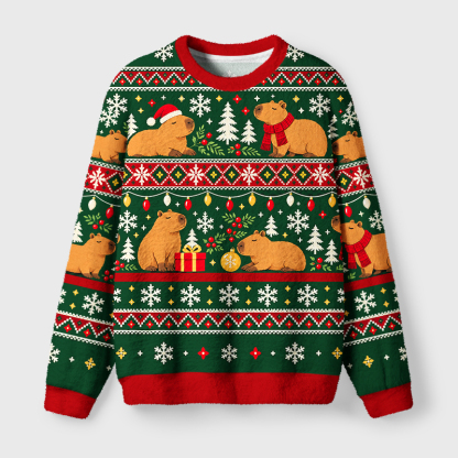 Tokyo-Tiger Funny Capybaras Christmas Ugly Sweatshirt