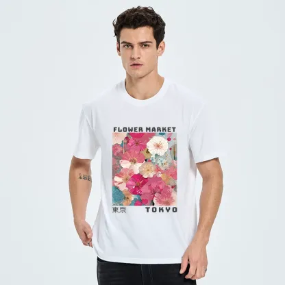 Tokyo-Tiger Market Colorful Floral Art Classic T-Shirt