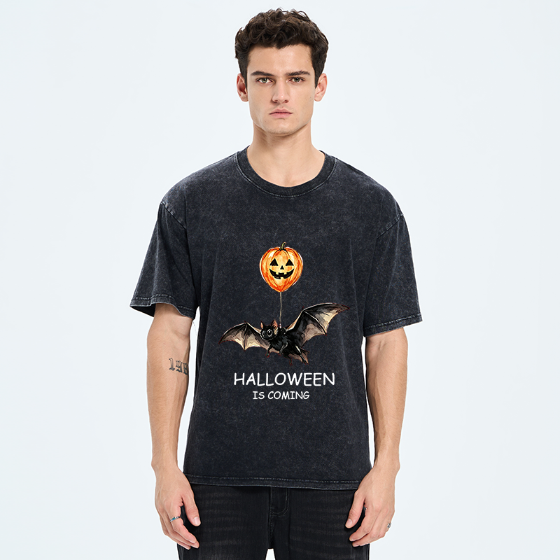 Tokyo‑Tiger Pumpkin Balloon Bat Meme Washed T‑Shirt