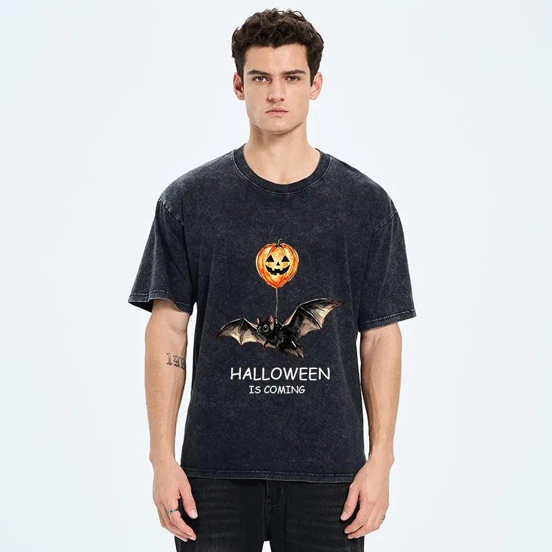 Tokyo‑Tiger Pumpkin Balloon Bat Meme Washed T‑Shirt
