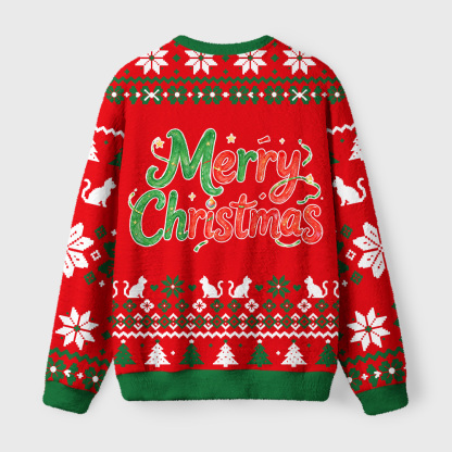 Tokyo-Tiger Cat Tree Christmas Fuzzy Christmas Ugly Sweatshirt