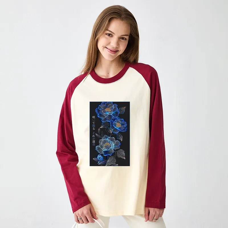 Tokyo-Tiger The Sea Of Flowers In The Darkness Raglan Long Sleeve T-shirt