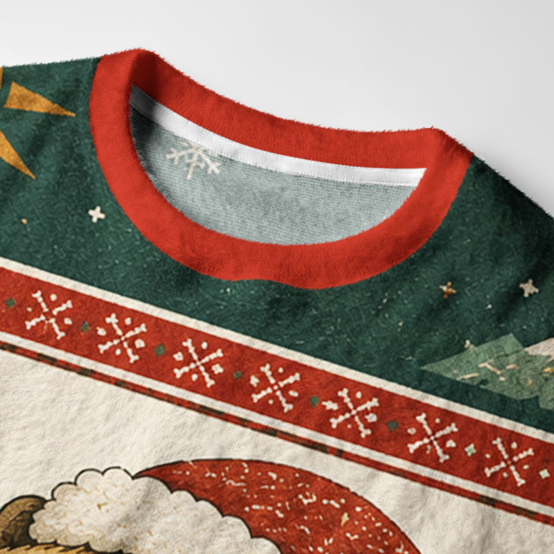 Tokyo-Tiger Winter Christmas Capybara Fuzzy Christmas Ugly Sweatshirt
