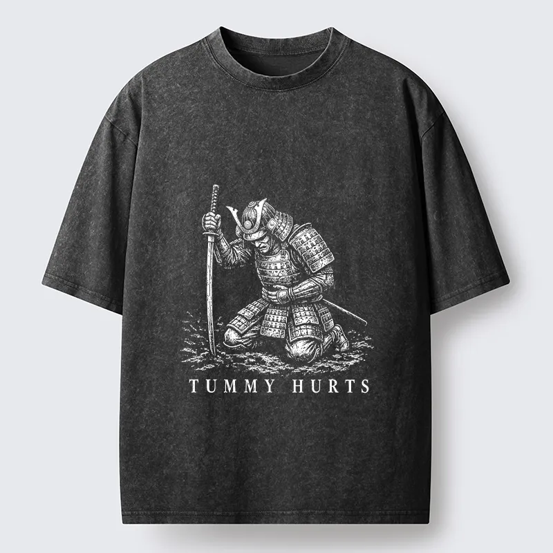 Tokyo‑Tiger Funny Tummy Hurts Washed T‑Shirt