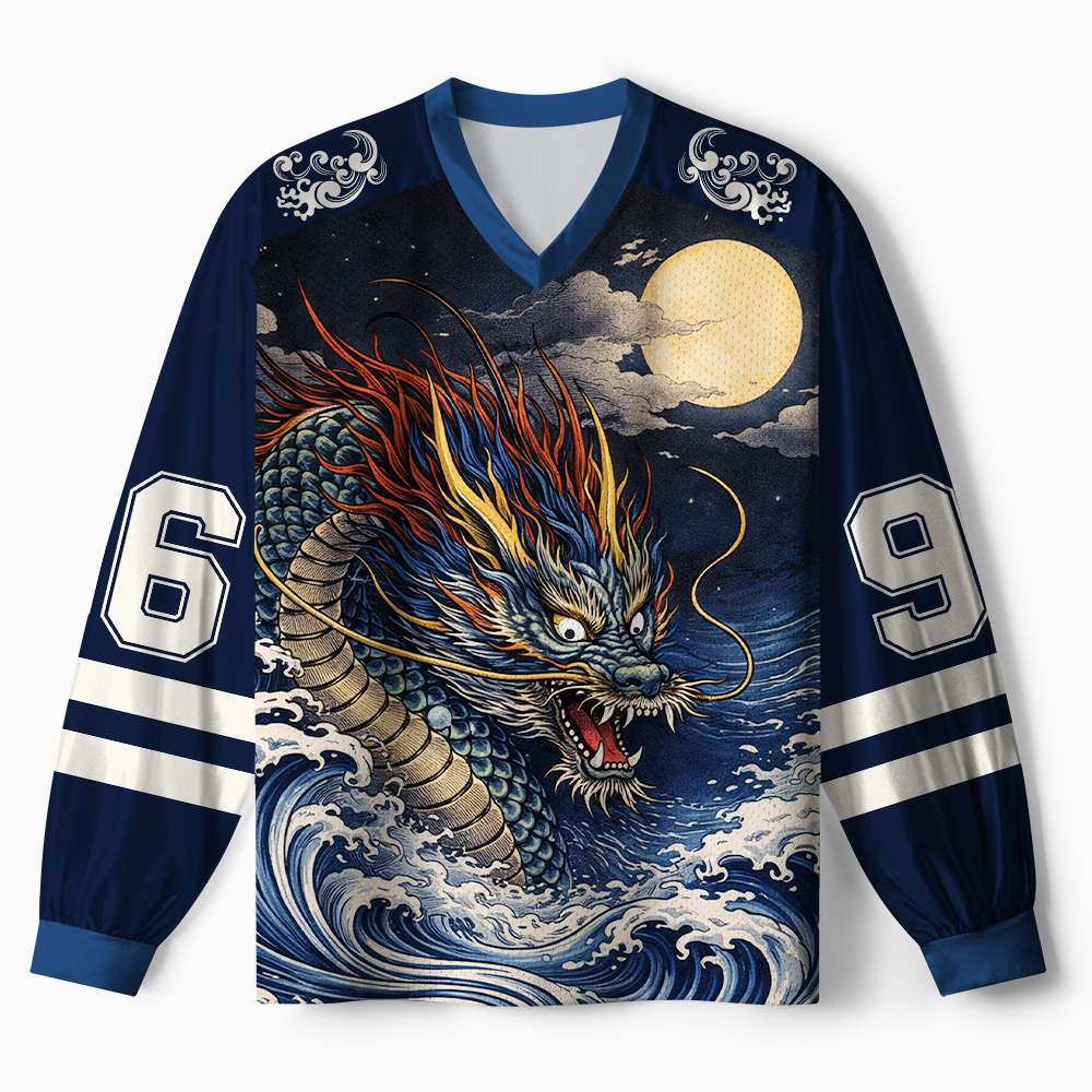 Tokyo-Tiger Storm Dragon Of The Wild Waves Paneled Long Sleeve Jersey