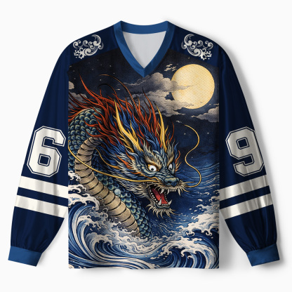 Tokyo-Tiger Storm Dragon Of The Wild Waves Paneled Long Sleeve Jersey
