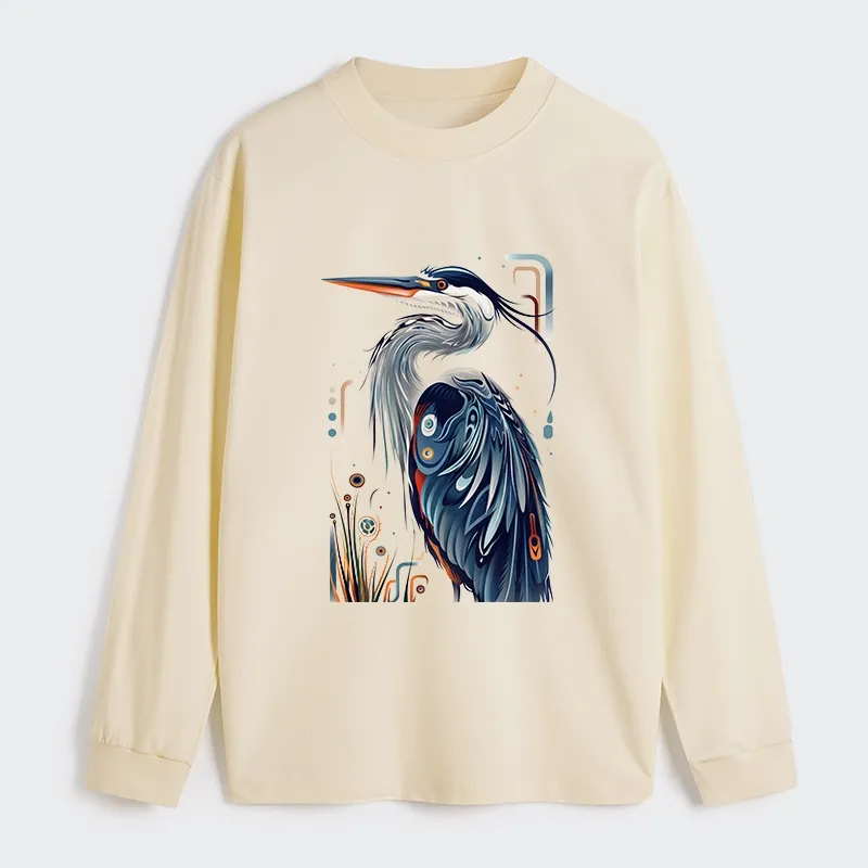 Tokyo-Tiger Stylish Blue Heron Classic Long Sleeve T-Shirt Sale