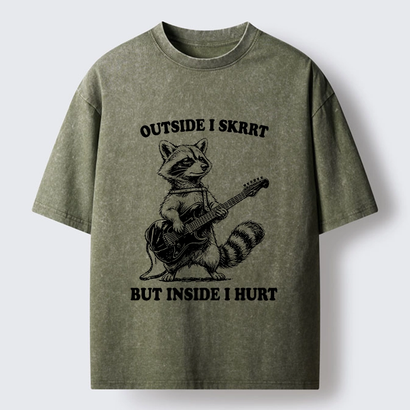 Tokyo‑Tiger Funny Rock Raccoon Washed T‑Shirt