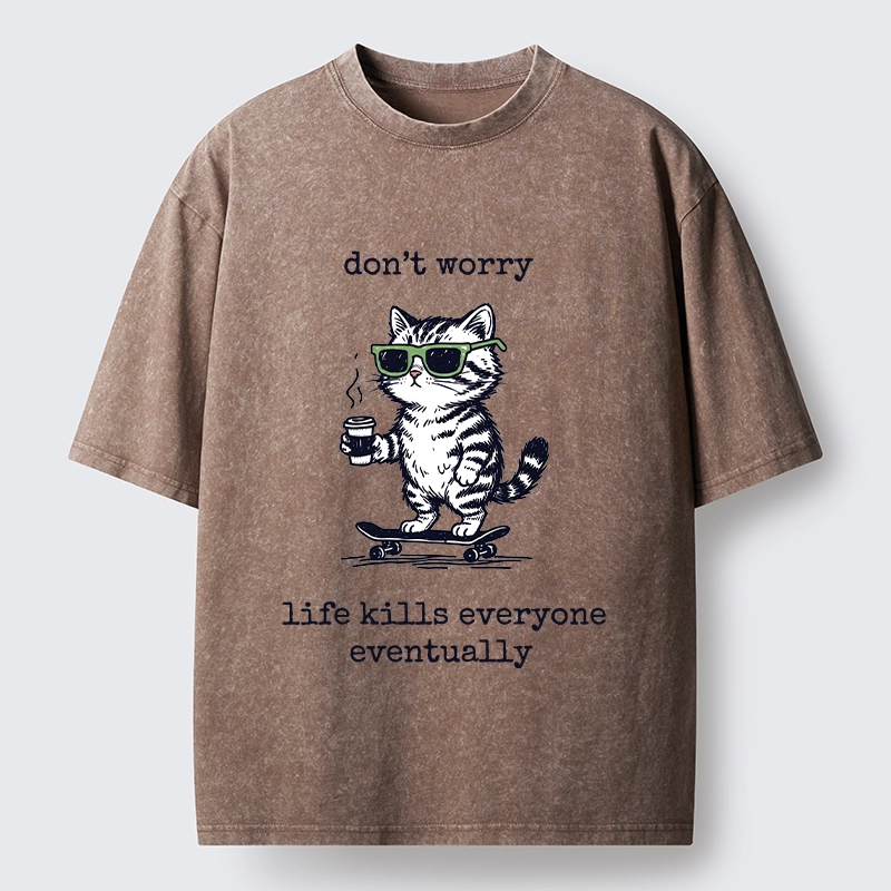 Tokyo-Tiger Chill Cat Meme Washed T-Shirt