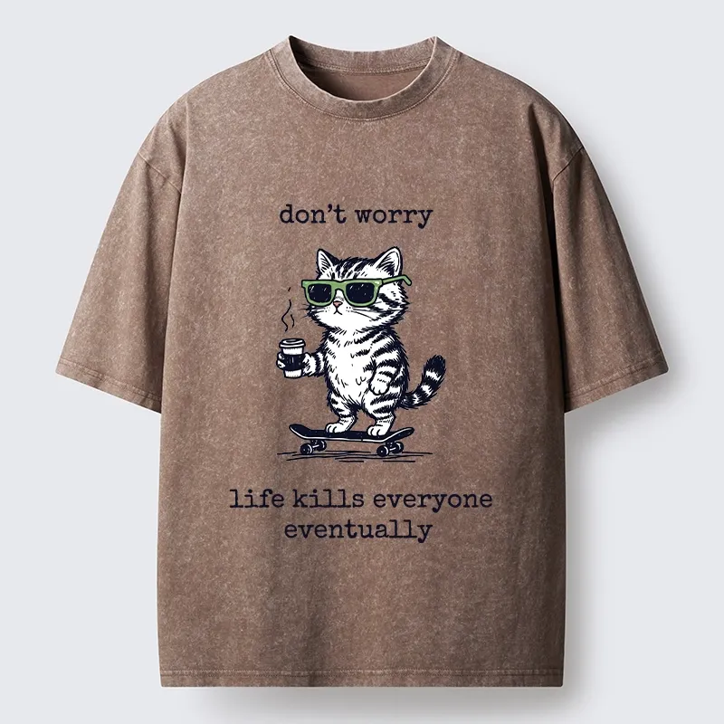 Tokyo-Tiger Chill Cat Meme Washed T-Shirt