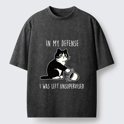 Tokyo‑Tiger Funny Naughty Cat Washed T‑Shirt