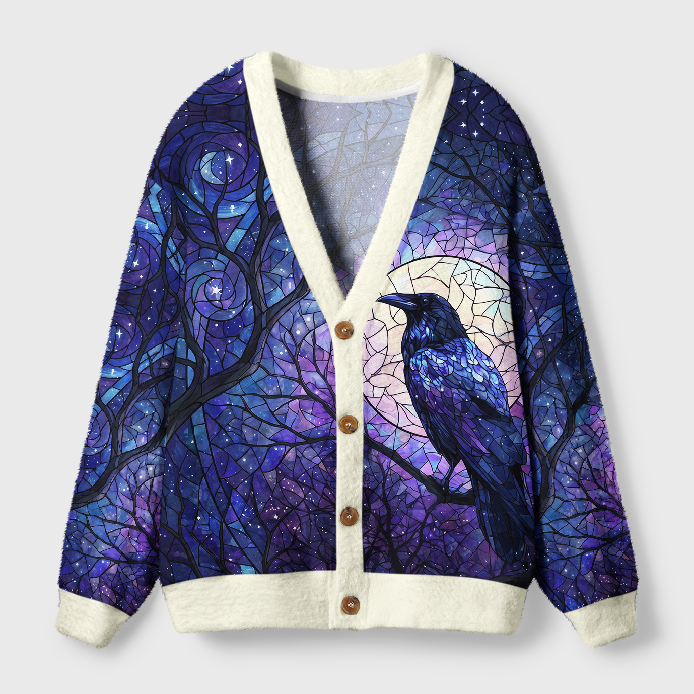 Tokyo-Tiger Crow Of The Midnight Moon Ugly Cardigan Sweater