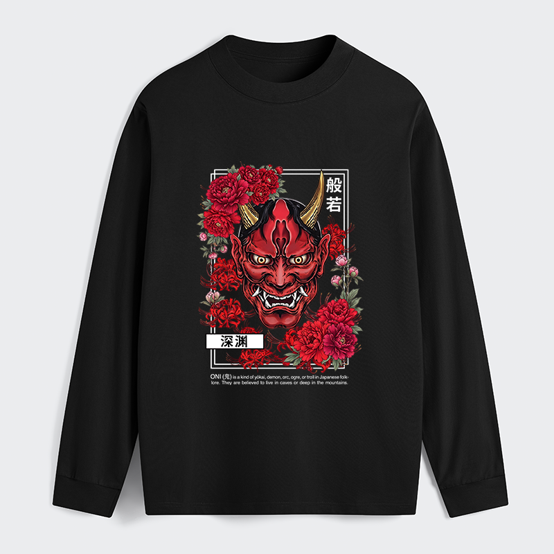 Tokyo-Tiger Cool Oni Floral Art Classic Long Sleeve T-Shirt