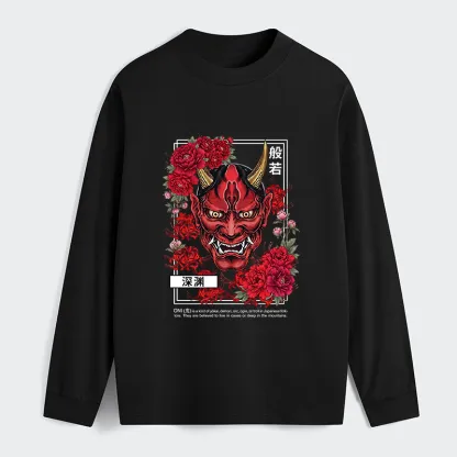 Tokyo-Tiger Cool Oni Floral Art Classic Long Sleeve T-Shirt