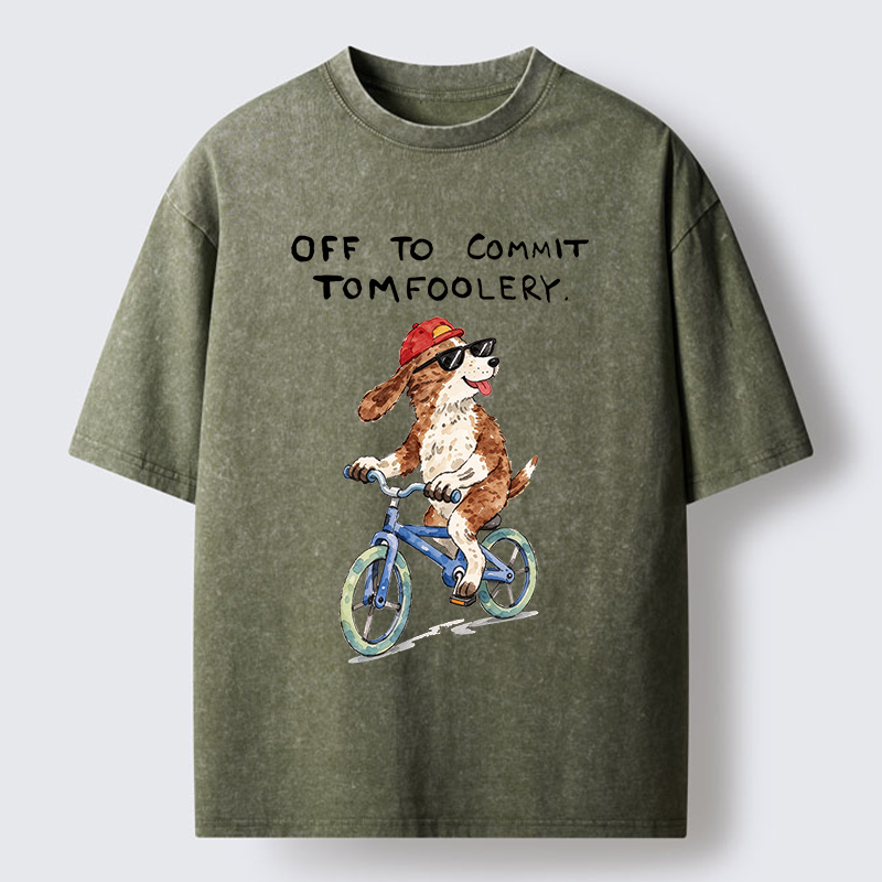 Tokyo-Tiger Funny Mischief Dog Meme Washed T-Shirt
