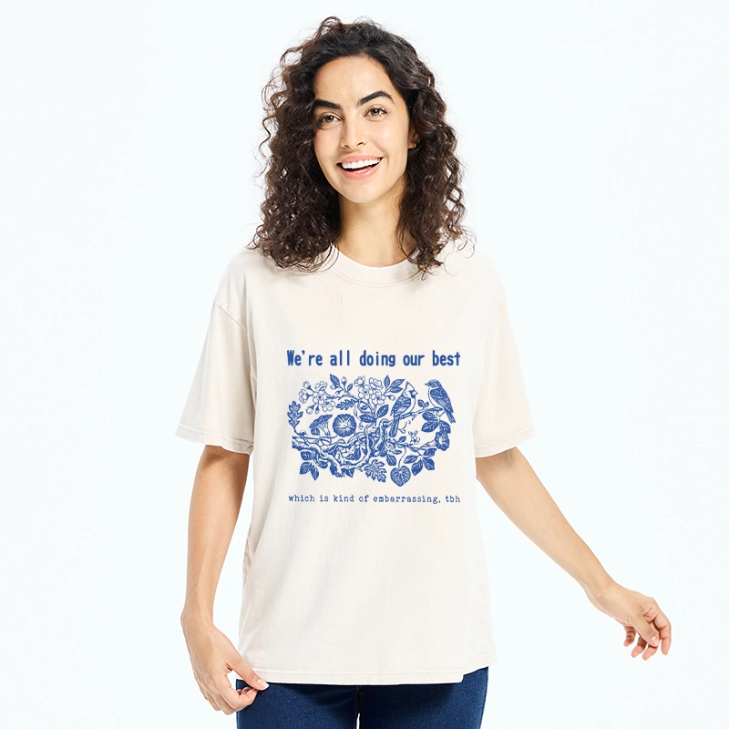 Tokyo-Tiger Doing Our Best Funny Bird Washed T-Shirt