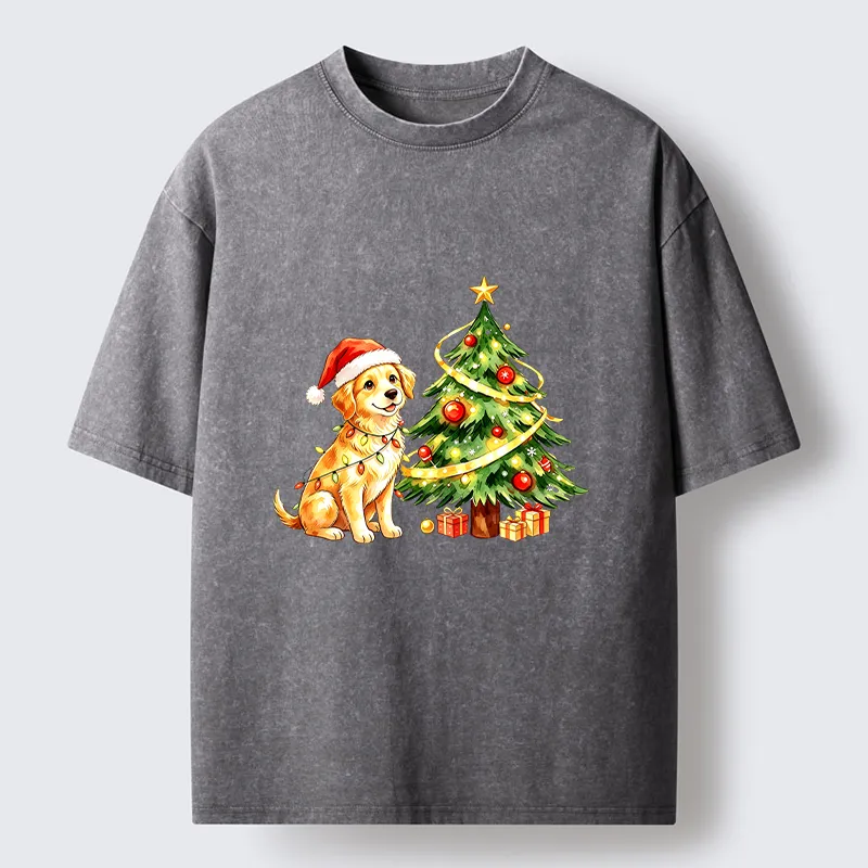 Tokyo‑Tiger Christmas Dog Vibe Washed T‑Shirt