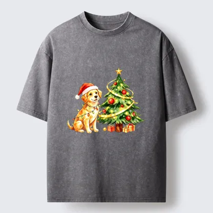 Tokyo‑Tiger Christmas Dog Vibe Washed T‑Shirt