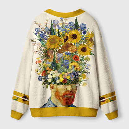 Tokyo-Tiger Floral Van Gogh Ugly Cardigan Sweater