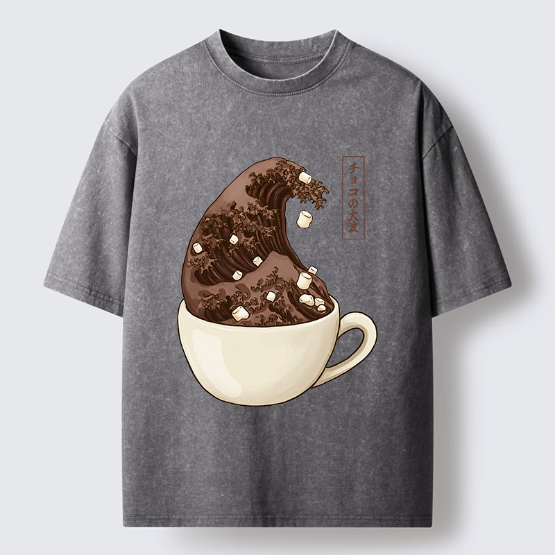 Tokyo-Tiger Coffee Wave Art Washed T-Shirt