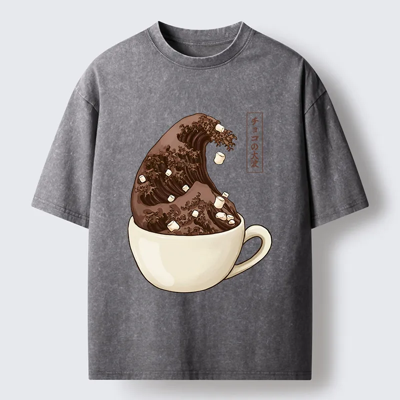 Tokyo-Tiger Coffee Wave Art Washed T-Shirt