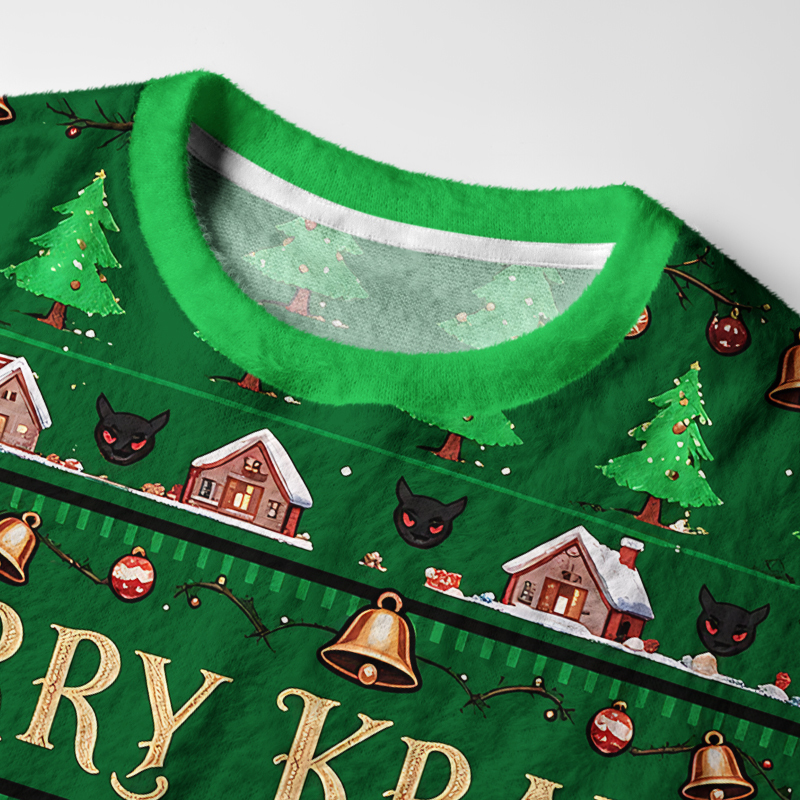 Tokyo-Tiger Krampus And The Naughty Brat Fuzzy Christmas Ugly Sweatshirt