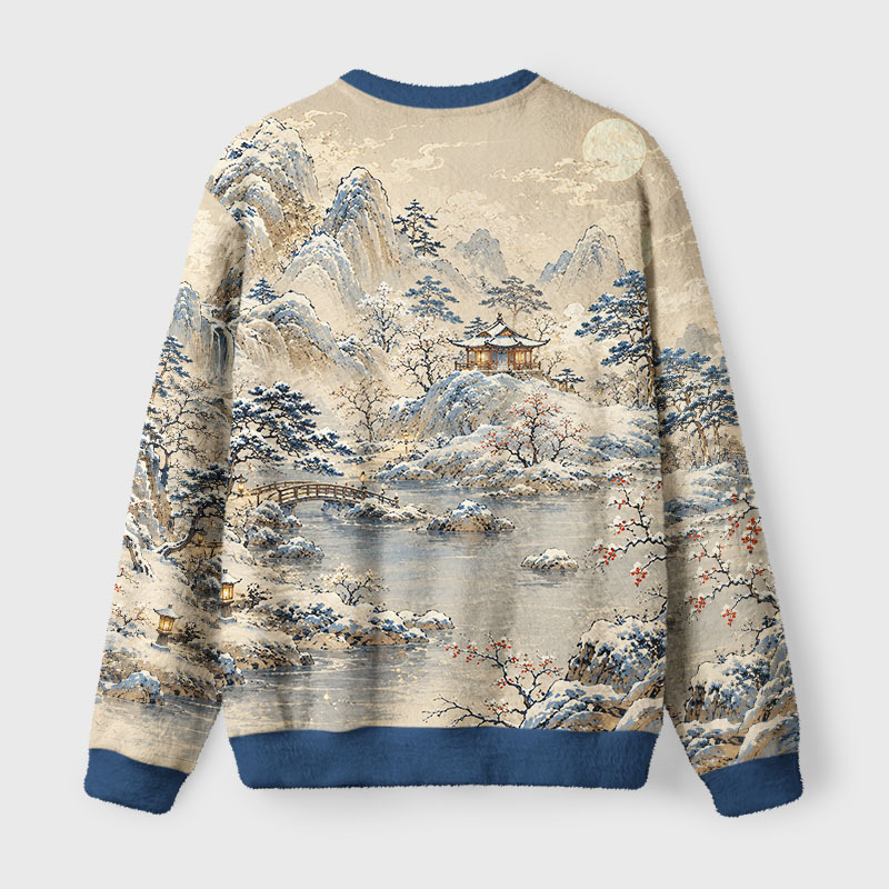 Tokyo-Tiger Winter Snow Fox Fuzzy Christmas Ugly Sweatshirt