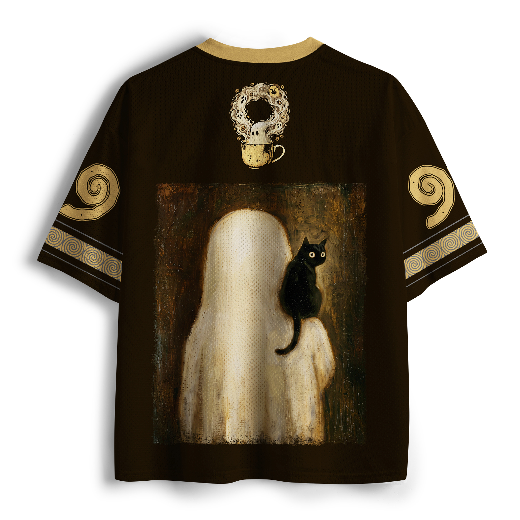 Tokyo-Tiger Coffee Ghost And Cats Mesh Jersey