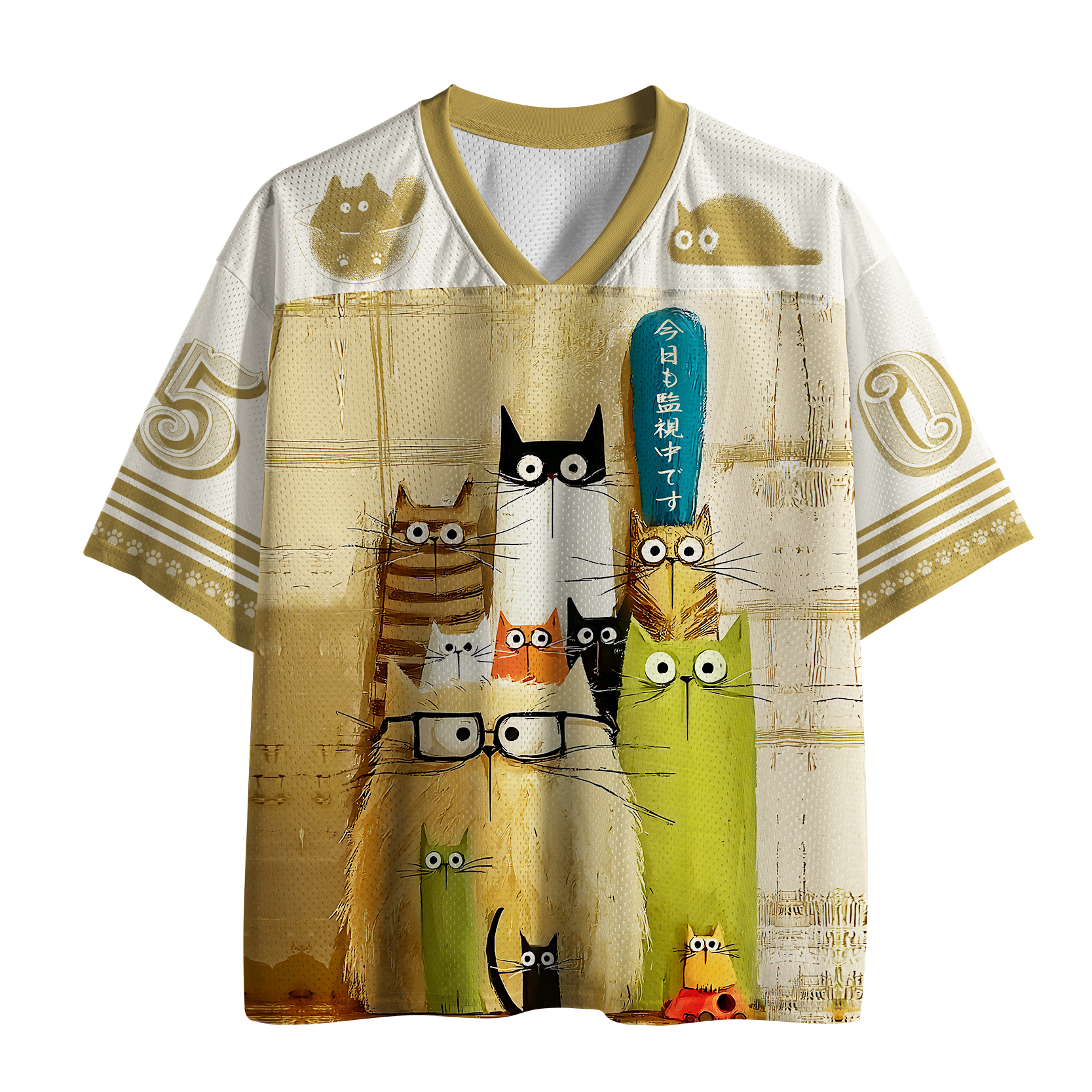 Tokyo-Tiger Eleven Cats Are Staring At You Mesh Jersey Sale