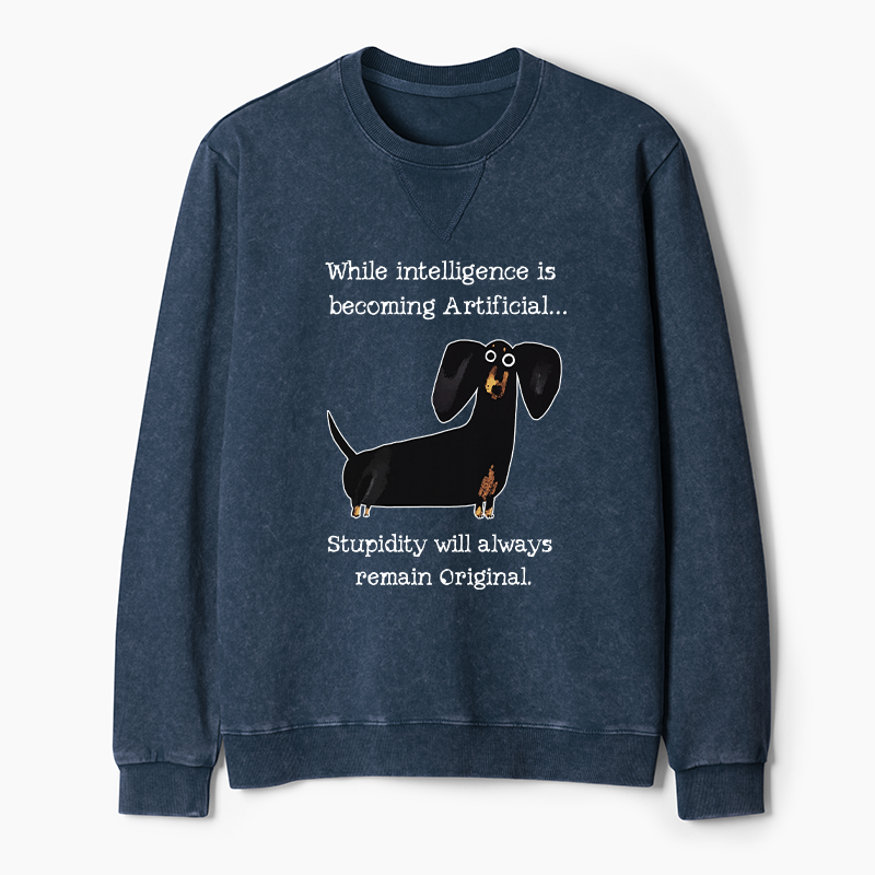 Tokyo-Tiger Dachshund Real Humor Funny Meme Washed Terry Sweatshirt