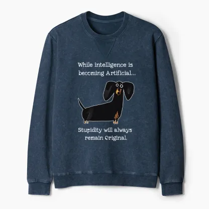 Tokyo-Tiger Dachshund Real Humor Funny Meme Washed Terry Sweatshirt