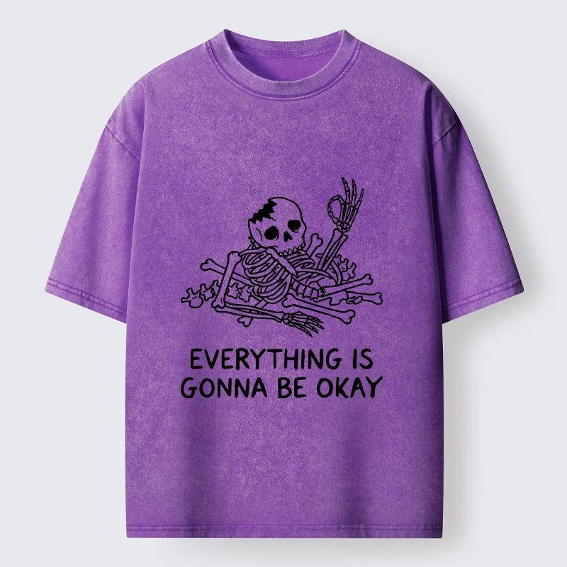 Tokyo‑Tiger Funny Skeleton Vibe Washed T‑Shirt