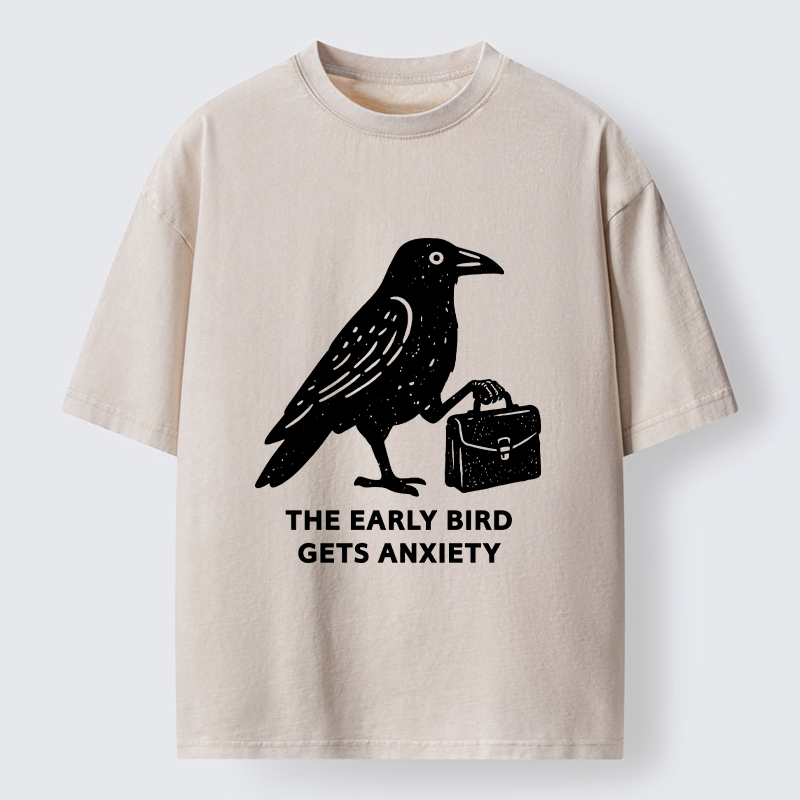 Tokyo-Tiger Funny Work Crow Meme Washed T-Shirt