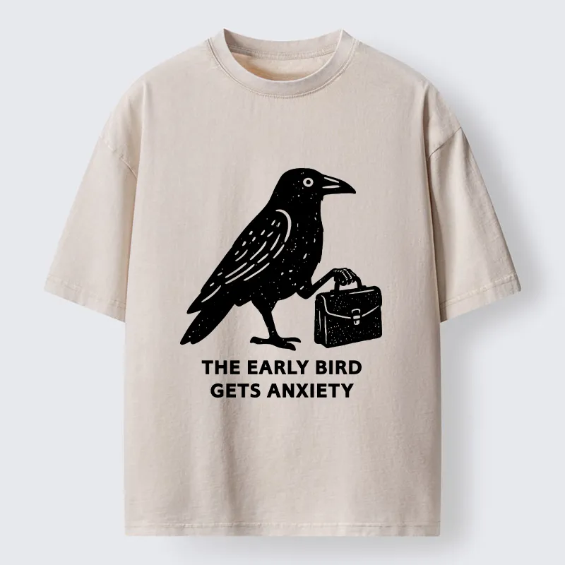 Tokyo-Tiger Funny Work Crow Meme Washed T-Shirt