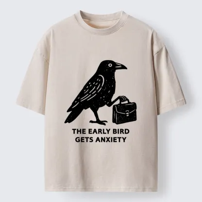 Tokyo-Tiger Funny Work Crow Meme Washed T-Shirt