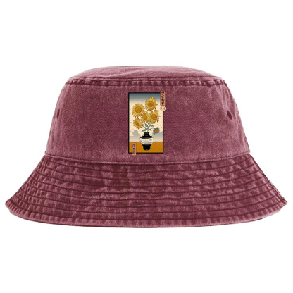 Tokyo-Tiger Sunflowers Ukiyo-e Washed Bucket Hat