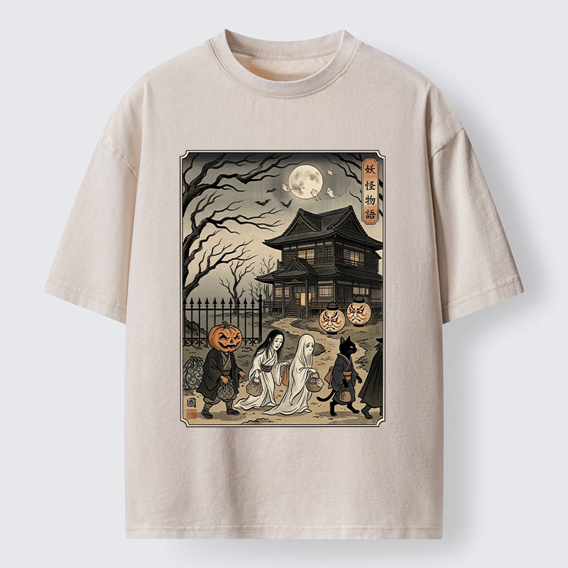 Tokyo-Tiger Vintage Yokai Art Washed T-Shirt